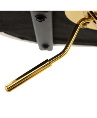 Set of 2 White PU Leather Bar Stools with Gold Base & Footrest