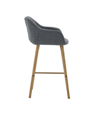 Modern Linen Bar Stools Set of 2 with Back & Armrest