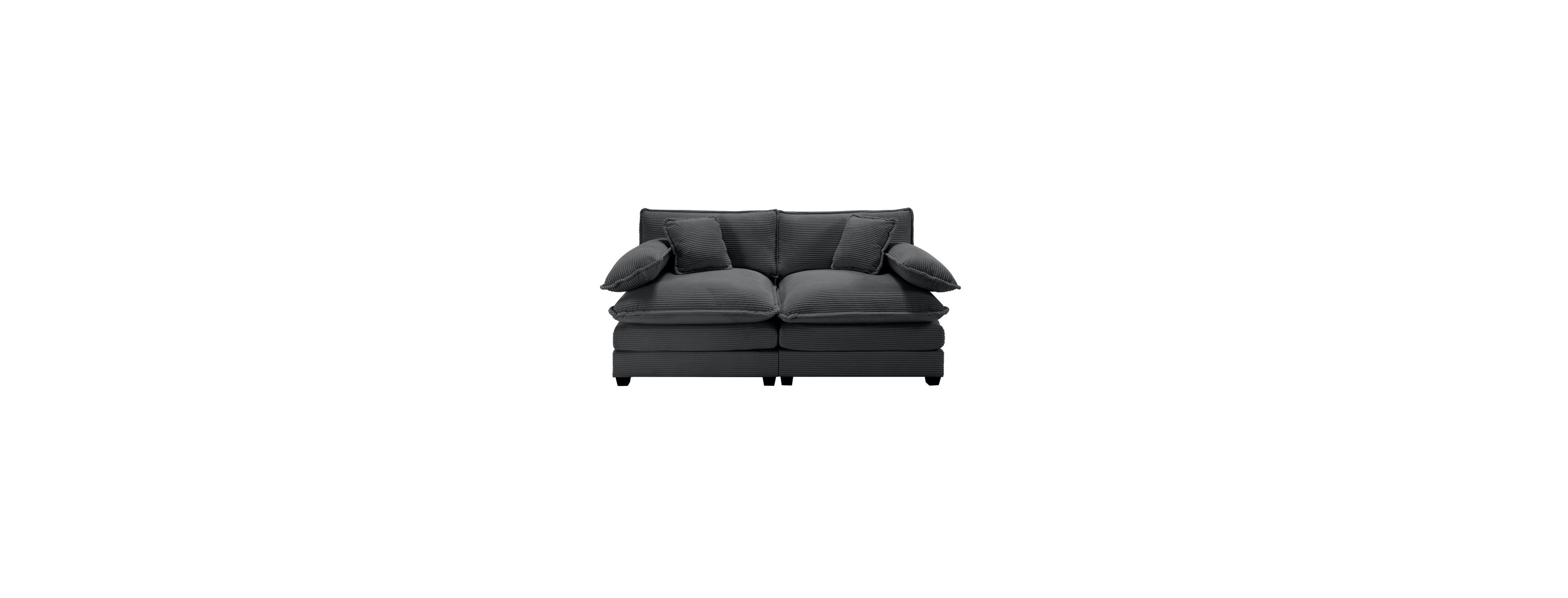 Streamdale Furniture Armless Deep Seating 2-Seater Corduroy Sofa, Gray Fabric
