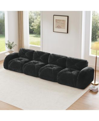  Soft Velvet Boneless Sofa, Ergonomic, No Assembly, Black