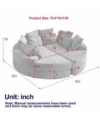 Corduroy Oversized Recliner, Converts to 2 Recliners, Sofa Bed, Neck Pillow