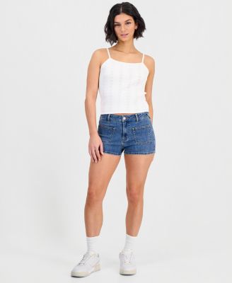 Juniors' Sailor High Rise Denim Shorts
