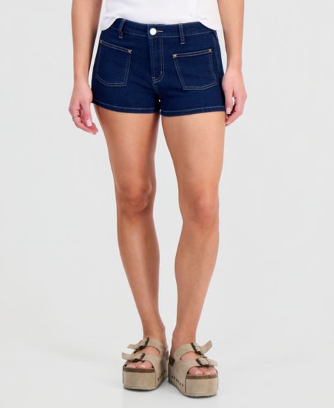 Женские шорты Indigo Rein Juniors' Sailor High Rise Denim Shorts, цвет: Тёмный синий