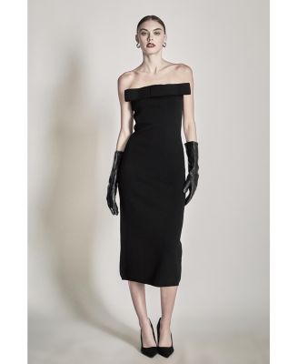 Women's Bow Detailed Tube Midi Knit Dress