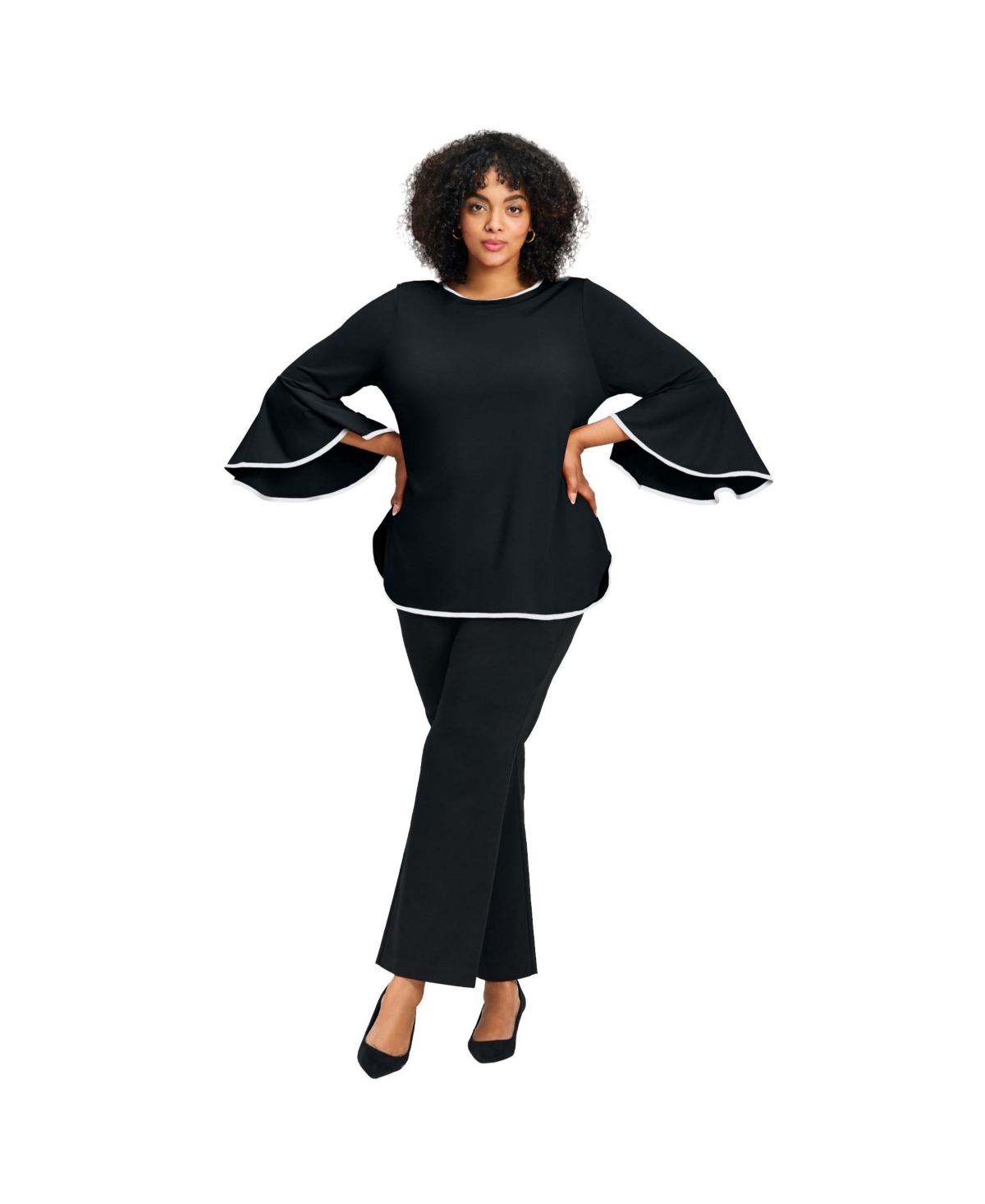 Avenue Women's Ivana Contrast Bell Sleeve Top