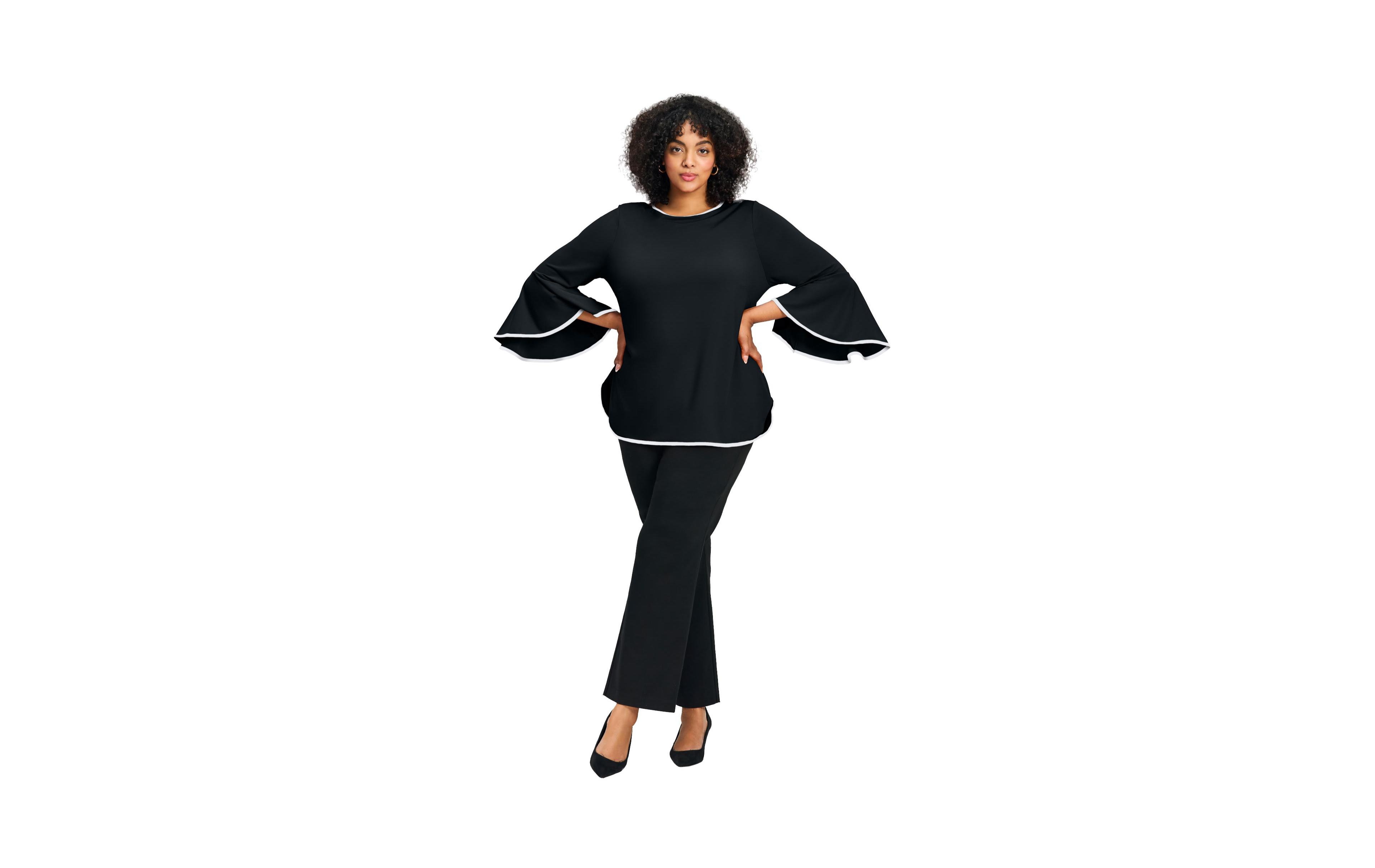 Avenue Women's Ivana Contrast Bell Sleeve Top