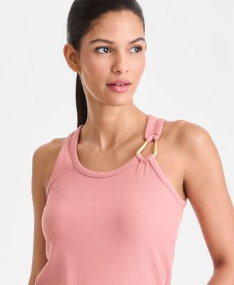 Women's Rib Knit Hardware-Trim Tank Top