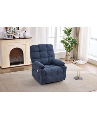 Fabric Recliner Chair with Heat Massage, Rocker & Swivel