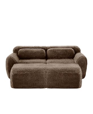 Soft Plush Boneless Sofa with Chaise, No Assembly Required, Chocolate