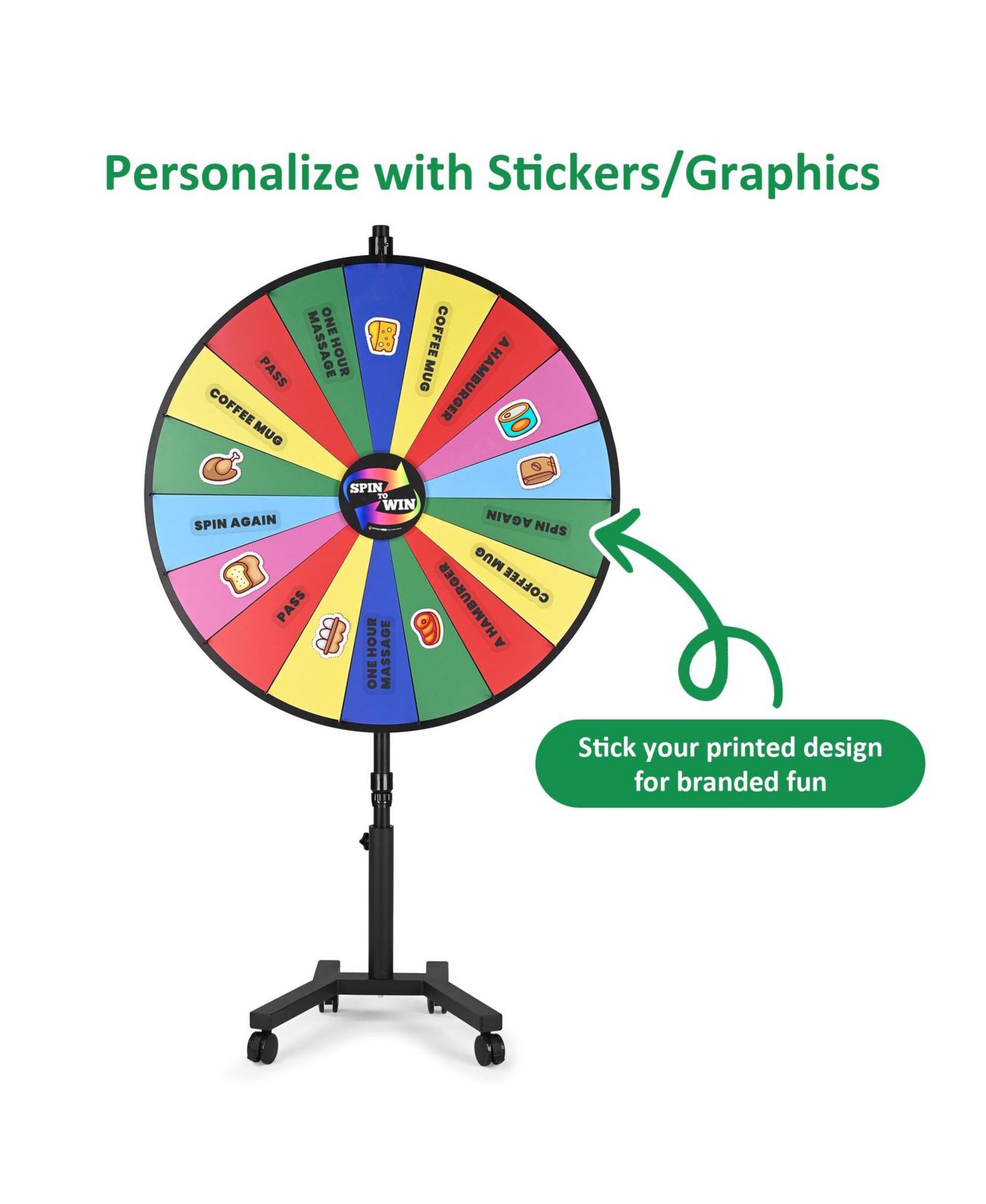 Детская игрушка WinSpin 48" Spinning Prize Wheel with Mobile Base, от 14 лет, цвет: Natrual — фото 5