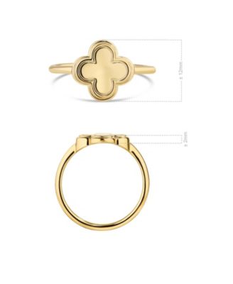 Contour-lined Clover Ring in Gold Plated Sterling Silver, Size 6