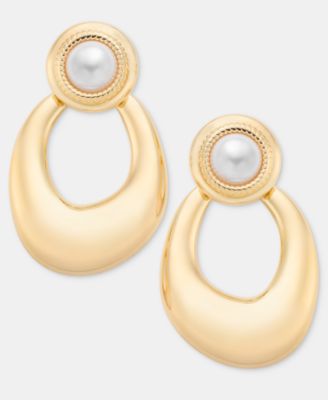 Imitation Pearl Open Drop Earrings