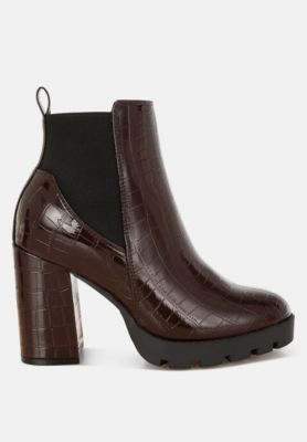 Women's Foxy Faux Leather Croc Chelsea Boots