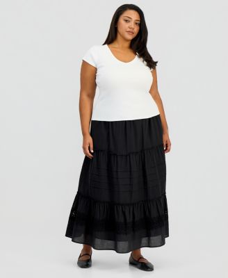 Trendy Plus Size Short-Sleeve Ringer Tee