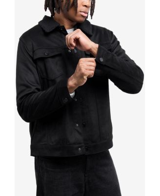 Men's Faux Suede Jacket With Faux Fur Collar