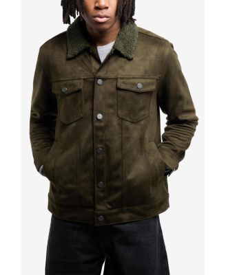 X RAY Men's Faux Suede Jacket With Faux Fur Collar