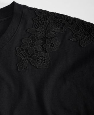 Women's Lace-Trim Cotton T-Shirt