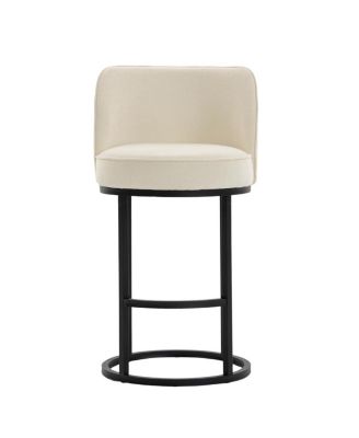 Counter Height Bar Stools Set of 2, Modern Barrel Counter Stools with Backrest