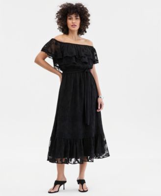 I.N.C. International Concepts Women's Off-The-Shoulder Lace Midi Dress,  Macy's Exclusive - Macy's