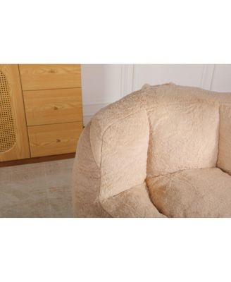 Oversized Multicolor Faux Fur Bean Bag Chair with Shredded Sponge Filling