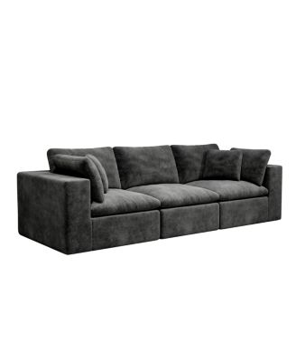 Gray 3PC Modular Sectional Sofa, Plush Corduroy, No Assembly Required