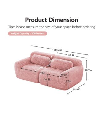 2-seater Modular Sectional Sofa, Plush Fabric, No Assembly, Ergonomic, With Pillows