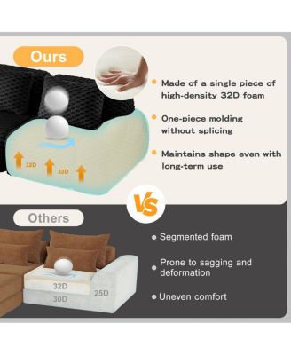 Modern Modular Sectional Sofa, Flannelette, Oversized 3-Seater Couch