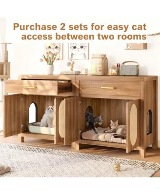 Espresso Hidden Cat Litter Box Enclosure with Storage