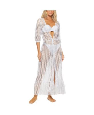 Women's Lattice Duster Maxi Tunic Cover-up