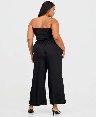 Trendy Plus Size Strapless Ruched Jumpsuit 