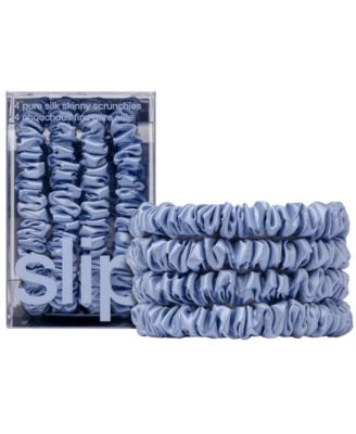 4-Pc. Cornflower Pure Silk Skinny Scrunchies