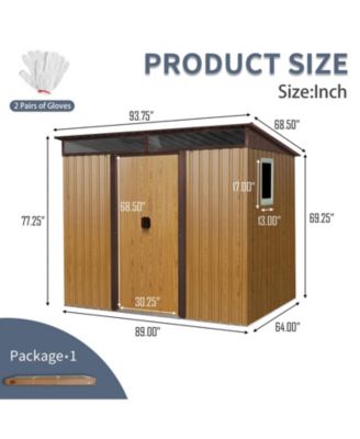 Mondawe 8ftx6ft Outdoor Metal Storage Shed with Window,Transparent plate and lockable sliding door