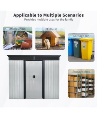 Mondawe 8ft x 6ft Outdoor Metal Storage with Lockable Sliding Doors and Transparent plate