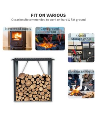 Mondawe 3ft x 5ft Outdoor Meta Firewood Rack ,Open Wood Shed  For Firewood