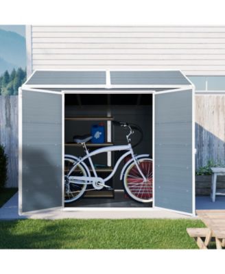 Mondawe 8 x 6 ft Resin Outdoor Storage Shed with Floor & Two Windows & Lockable Door