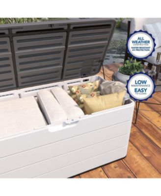 110 Gal. Resin Outdoor Storage Cabinet,Garden Tool Box with Lockable Lid in White