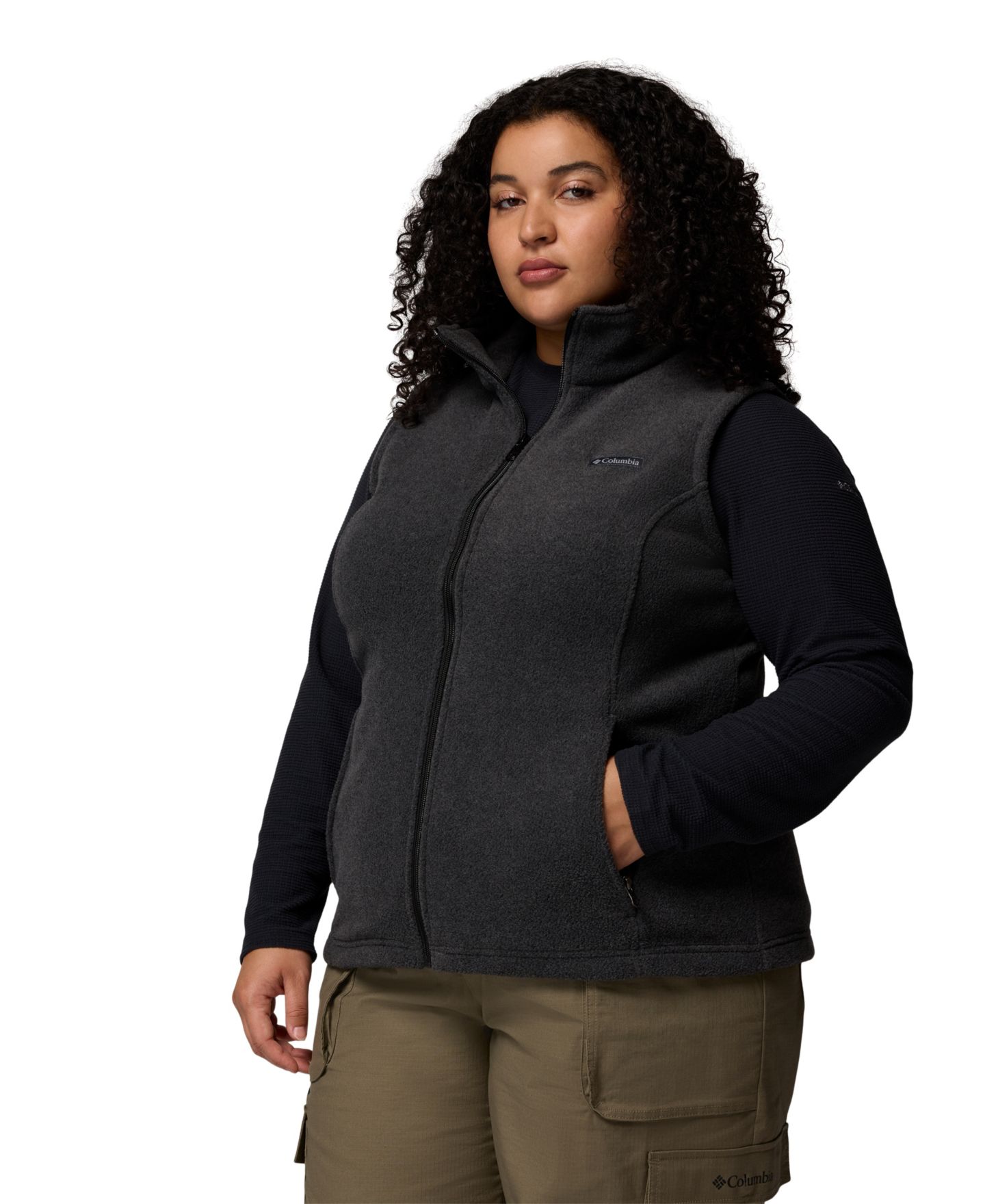 Женский жилет Columbia Plus Size Benton Springs Fleece Vest, цвет: Угольный меланжевый — фото 4