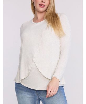 Maternity Motherhood Crewneck Long Sleeve Draped Nursing Tee