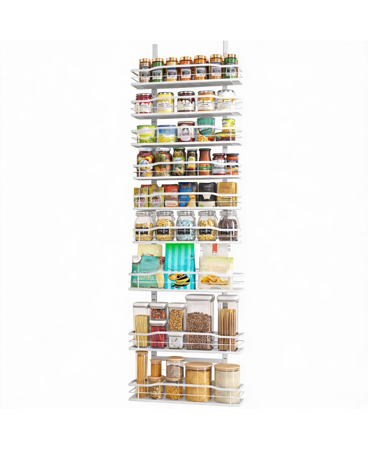 Yigii 9-Tier Metal Over-the-Door Organizer for Kitchen, Bathroom, Laundry - White