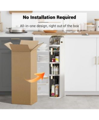 4-Tier Narrow Bathroom Storage Cabinet, Slim Rolling Organizer with Drawers & Wheels, White