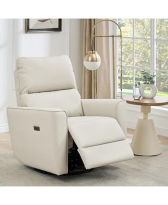 Power Recliner Chair Swivel Rocking Glider PU Leather Upholstered Glider Recliner Nursery Chair