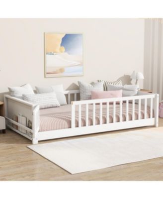 Twin Size Floor Bed with Built-in Book Rack and Door