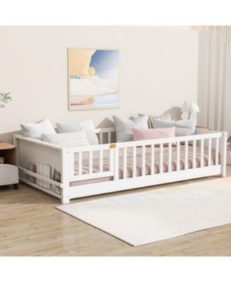 Twin Size Floor Bed with Built-in Book Rack and Door