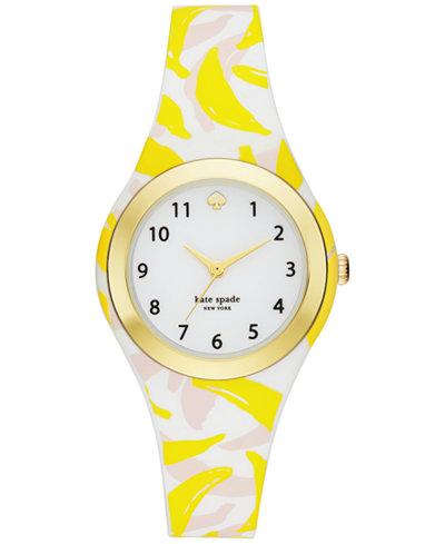 kate spade new york Women's Rumsey Banana Print Silicone Strap Watch 30mm KSW1125