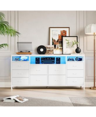 63.3" Wide 10-Drawer Dresser TV Stand for Bedroom and Living Room