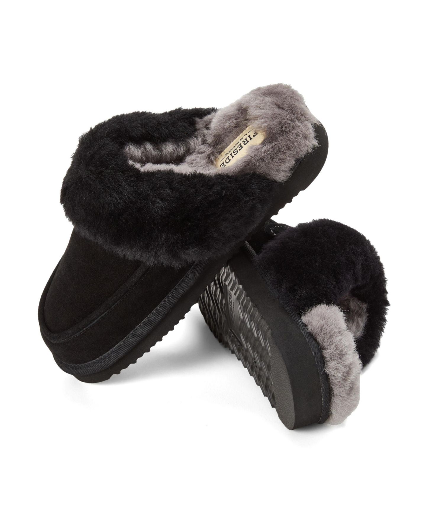 Женские тапочки Dearfoams Melville Genuine Shearling Scuff Slipper, цвет: Чёрный — фото 4