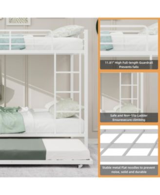 Durable Square Tube Iron Bunk Bed with Safety Rails