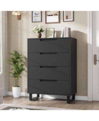 4-Drawer Dresser for Bedroom, 41" Tall Freestanding Storage Chest for Living Room or Closet, Black