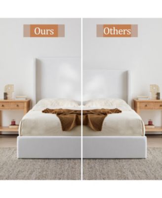 Carmen King Upholstered Wingback Bed - No Box Spring Needed