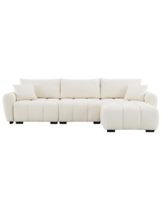 110" Modular Sectional Sofa, L-Shape, Extra-Large Seat, Movable Ottoman, Boucle Fabric